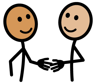 Imag eof two cartoon people shaking hands happy