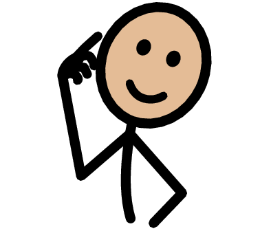 Compic image of unerstanding with stick figure pointing to themselves with a smile