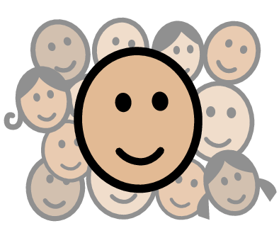 Image of person smiling face and people in the background