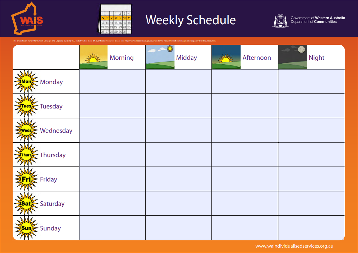 community work week schedule template