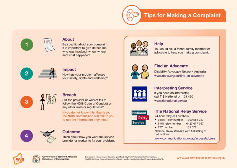 WAiS designed Resource with tips for making a complaint