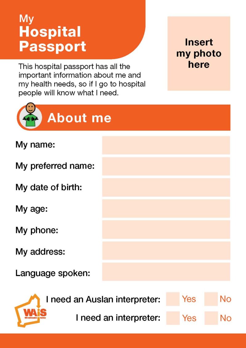 first page of wais resource my hospital passport 