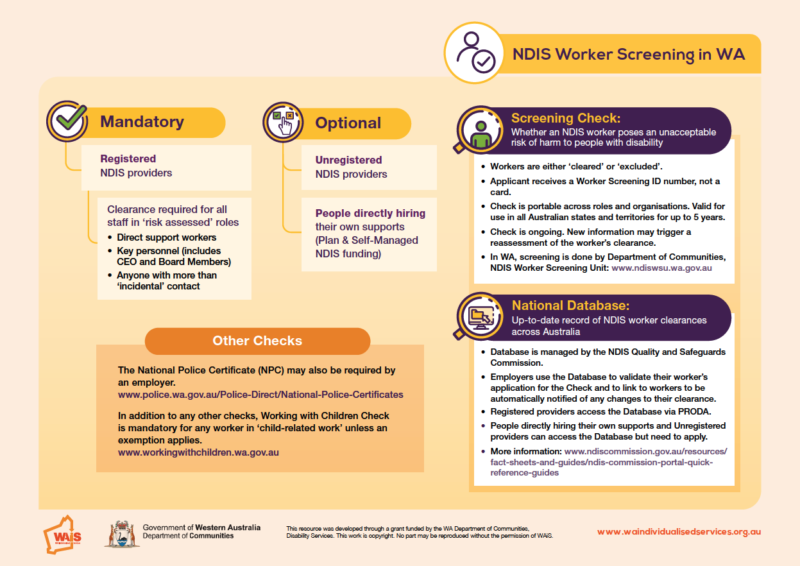 WAiS designed Resource about NDIS worker screening